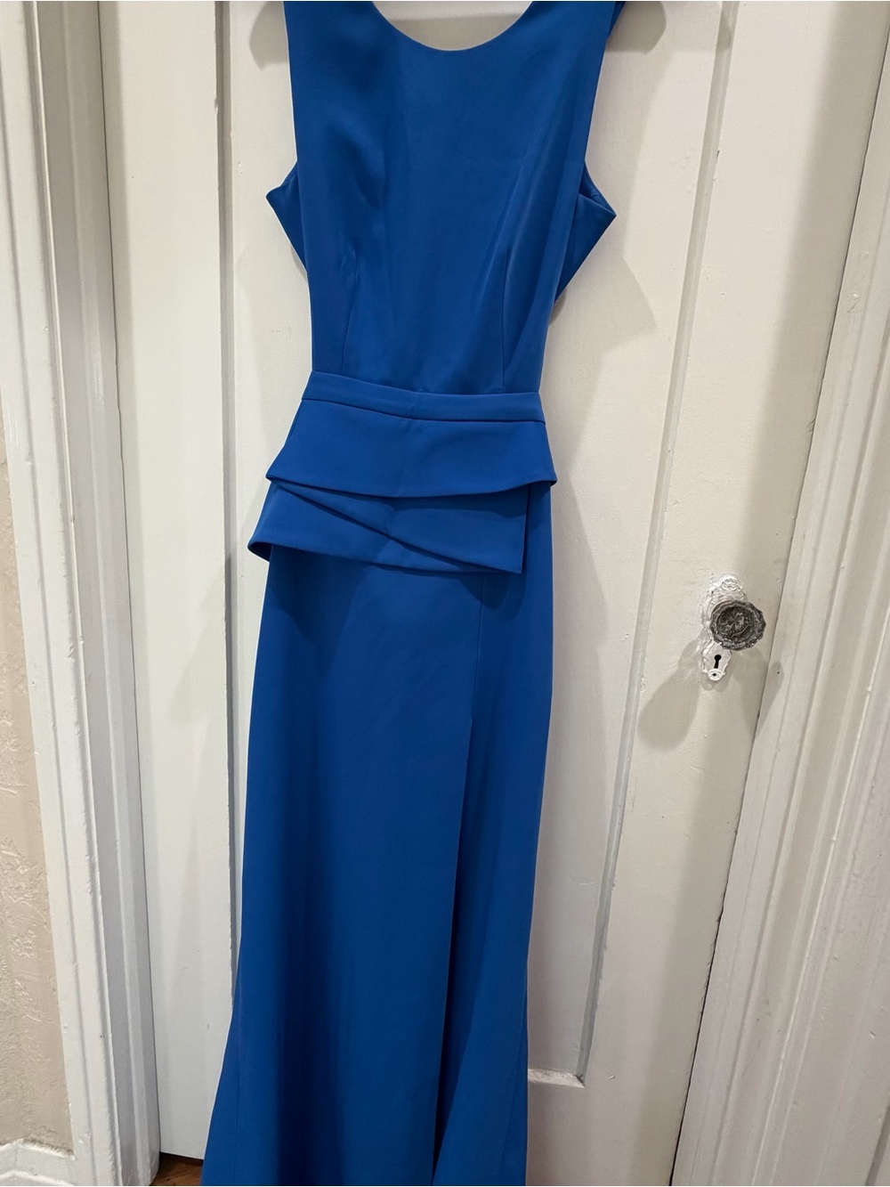 BCBGMaxAzria Royal Blue Sleeveless Peplum Maxi Dress
